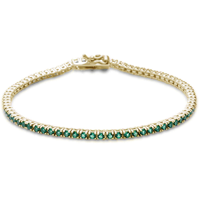 SPECIAL! 1.21ct 14K Yellow Gold Natural Emerald Tennis Bracelet 7"