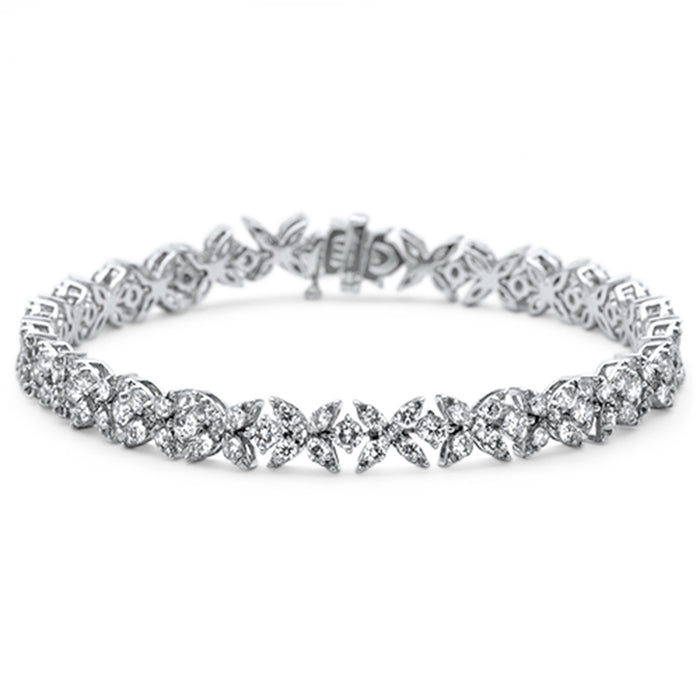 SPECIAL! 5.12ct G SI 14K White Gold Diamond Flower Style Bracelet 7" Long