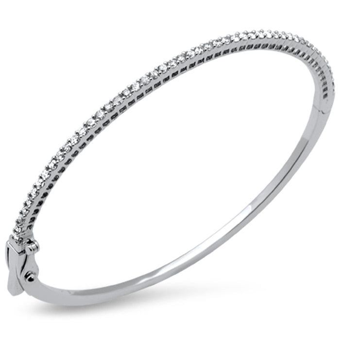 DIAMOND CLOSEOUT! 1.00ct G SI 14K White Gold Round Diamond Bangle Bracelet