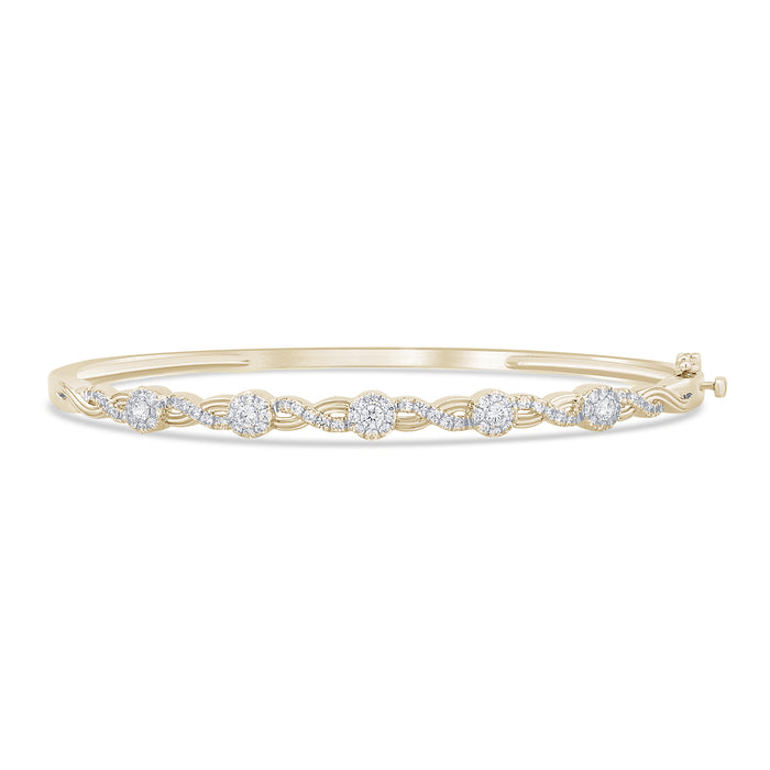 DIAMOND CLOSEOUT! .68ct G SI 14K Yellow Gold Diamond Infinity Bangle Bracelet