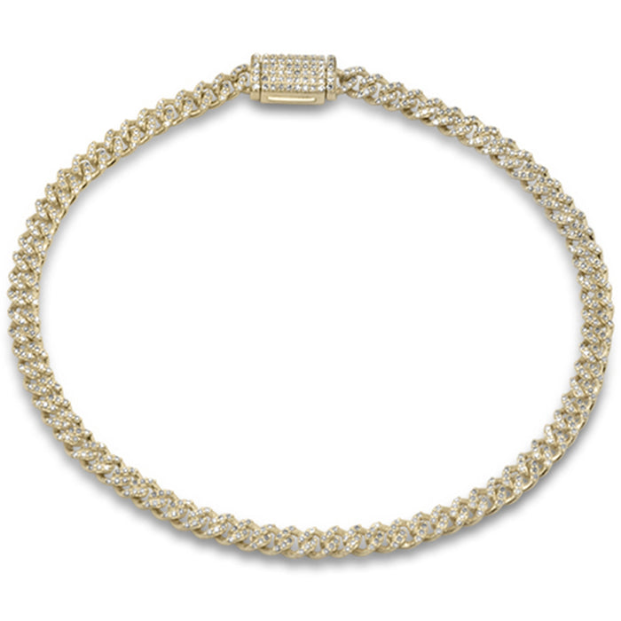 SPECIAL! 3MM .75ct G SI 14K Yellow Gold Diamond Cuban Bracelet 7" Long