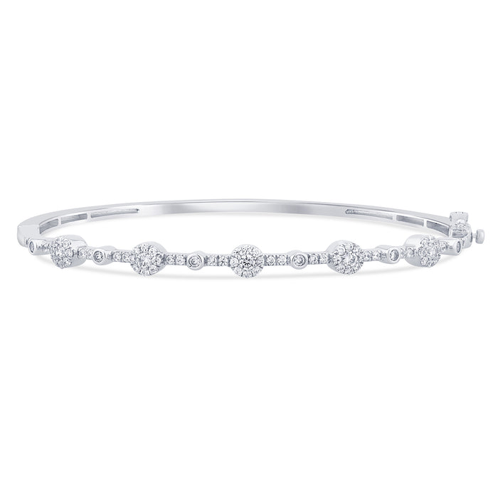 DIAMOND CLOSEOUT! .76ct G SI 14K White Gold Diamond Halo & Bezel Bangle Bracelet