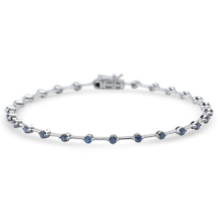 GEMSTONE CLOSEOUT! 1.52ct G SI 14K White Gold Blue Sapphire Gemstone Bar Bracelet 7" Long