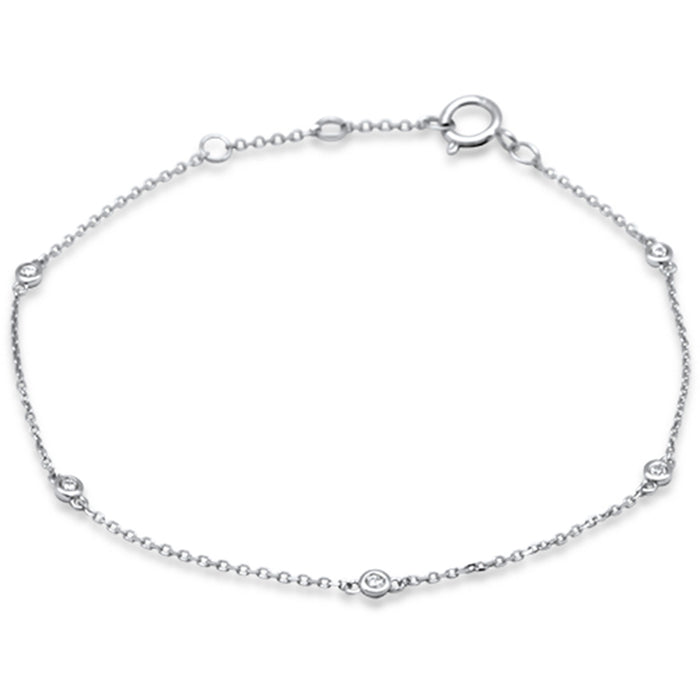 .09ct G SI 14K White Gold Diamond by Yard Bracelet 6+1" Long