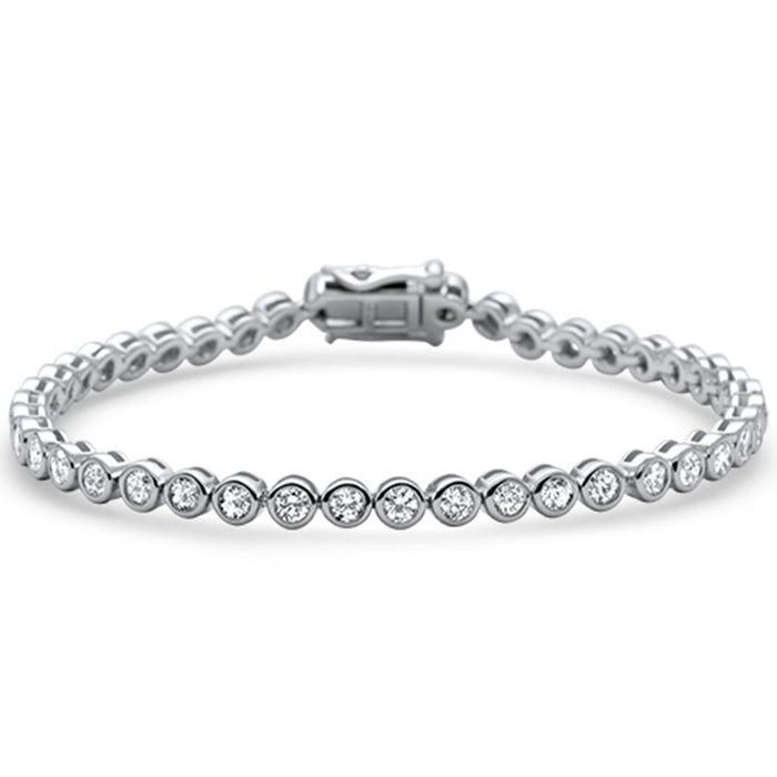 SPECIAL! 4.31ct G SI 14K White Gold Round Diamond Bezel Bracelet 8"Long