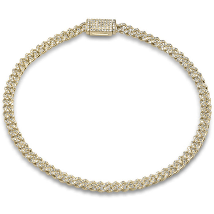 SPECIAL! 3MM .81ct G SI 14K Yellow Gold Diamond Cuban Bracelet 8" Long