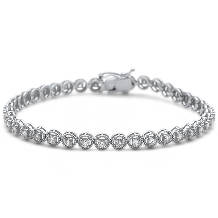 DIAMOND CLOSEOUT! 2.00ct G SI 14K White Gold Round Diamond Halo Style Tennis Bracelet 7" Long