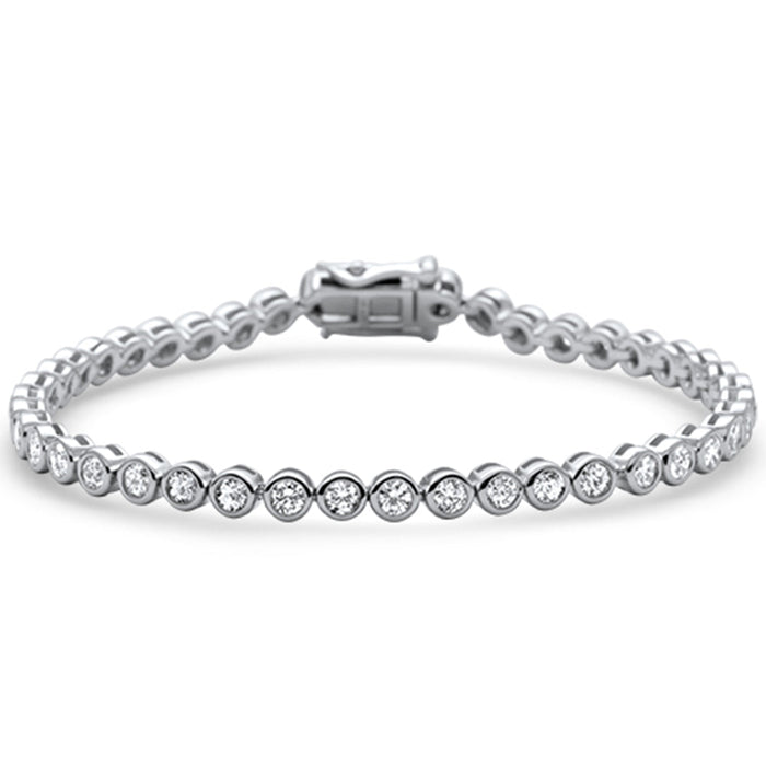 SPECIAL!1.53ct G SI 14K White Gold Round Diamond Bezel Bracelet 7"Long