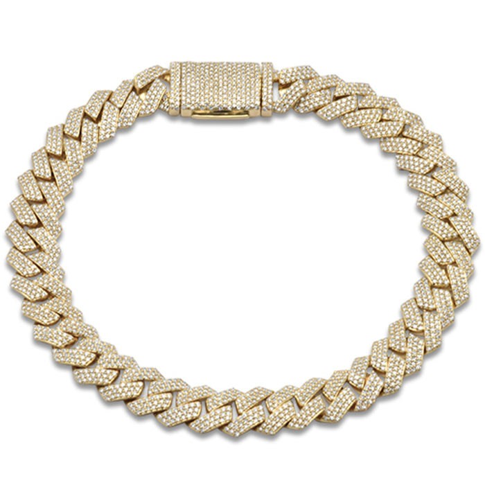 SPECIAL! 9mm 3.31ct G SI 14K Yellow Gold Diamond Micro Pave Cuban Square Link Bracelet 8"