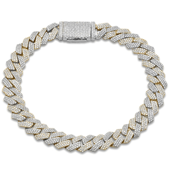 SPECIAL! 9MM 3.06ct G SI 14K Two Tone Gold Diamond Micro Pave Cuban Square Link Bracelet 8"