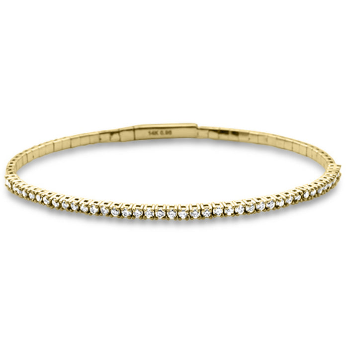 SPECIAL!.99ct G SI 14K Yellow Gold Round Diamond Flexible Tennis Bangle Bracelet