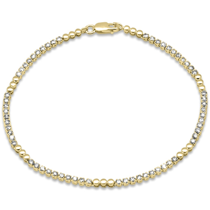 SPECIAL! 1.50ct G SI 14K Yellow Gold Round Diamond Beaded Tennis Bracelet 7" Long