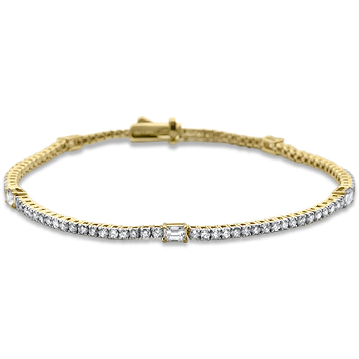 DIAMOND CLOSEOUT! 2.49ct G SI 14K Yellow Gold Emerald Cut Diamond Tennis Bracelet 7" Long