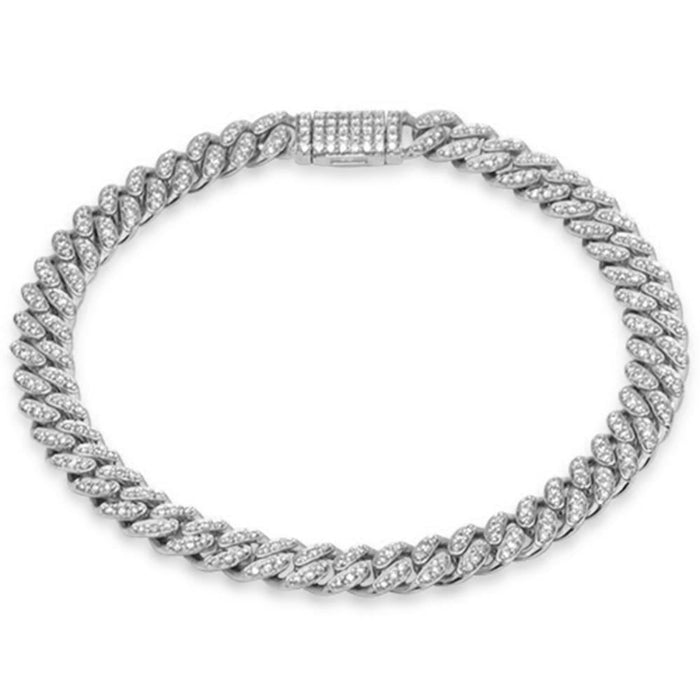 SPECIAL! 7mm 1.41ct G SI 14K White Gold Diamond Round Cuban Bracelet 7"
