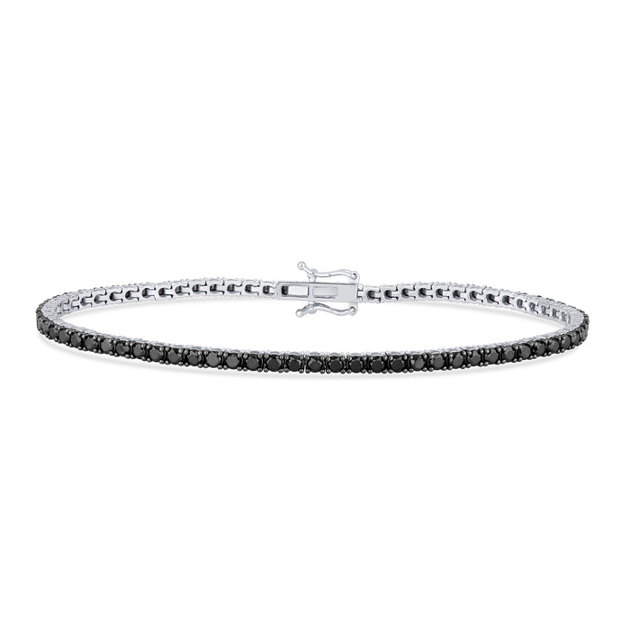 SPECIAL! 3.15ct G SI 14K White Gold Diamond Black Diamond Tennis Bracelet 7" Long