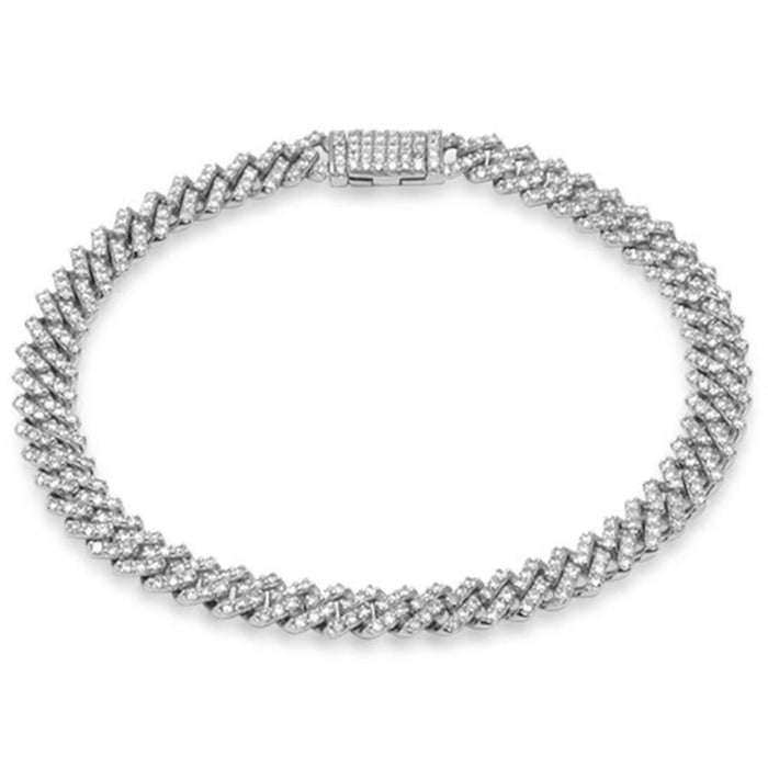 SPECIAL! 7MM 3.72ct G SI 14K White Gold Diamond Micro Pave Cuban Square Link Bracelet 7"