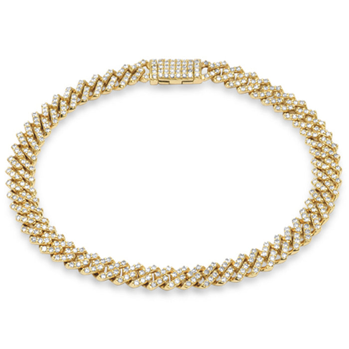 SPECIAL! 7MM 3.74ct G SI 14K Yellow Gold Diamond Micro Pave Cuban Square Link Bracelet 7"