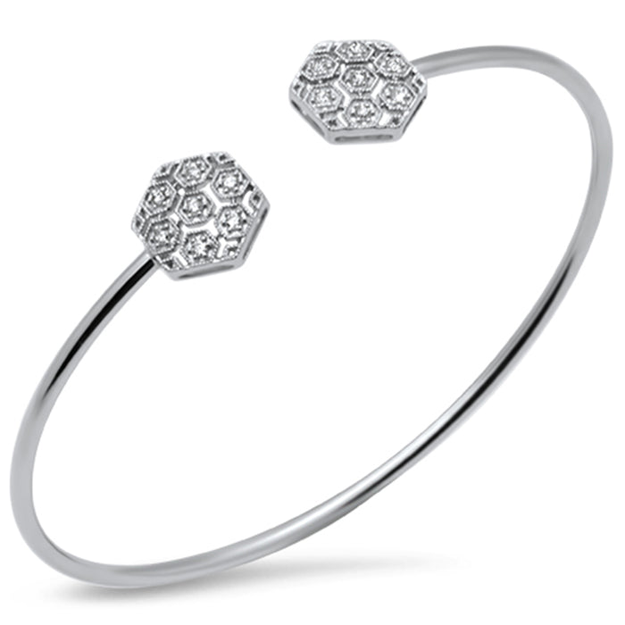 SPECIAL! .20ct G SI 14K White Gold Diamond Flexible Open Bangle Bracelet