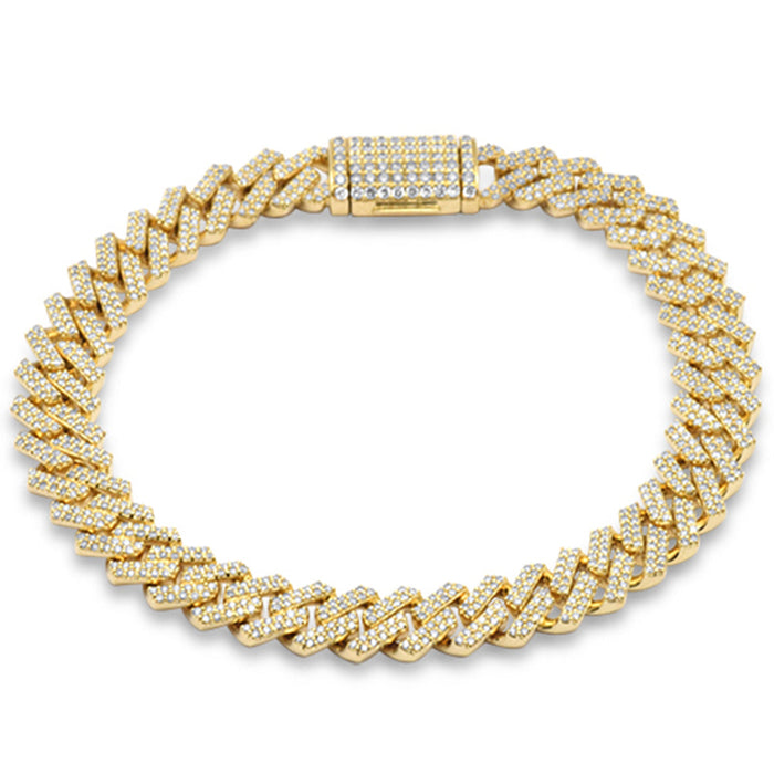 SPECIAL!9mm 3.46ct G SI 14K Yellow Gold Diamond Micro Pave Cuban Square Link Bracelet 8"
