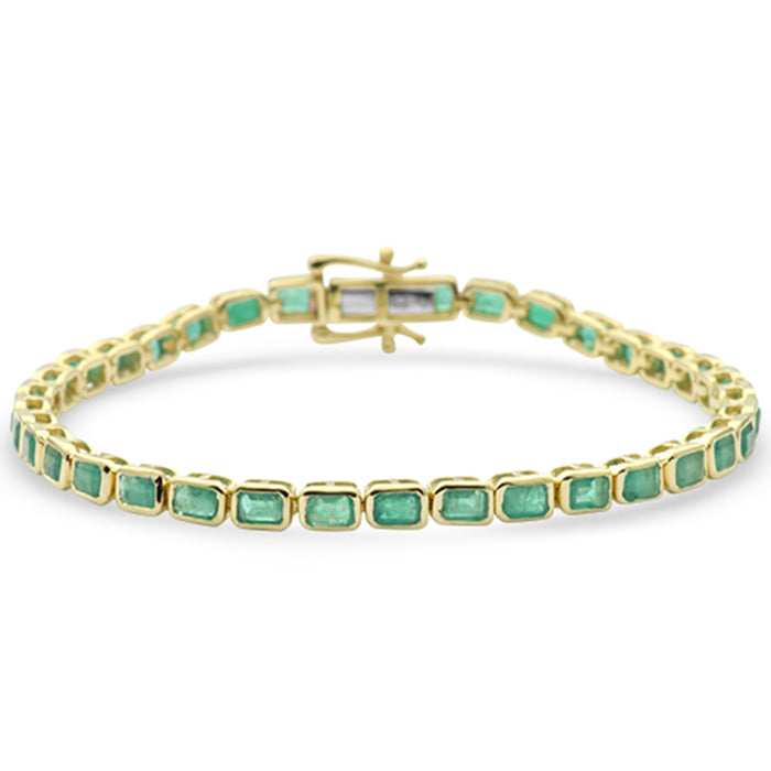 SPECIAL! 5.12ct G SI 14K Yellow Gold Emerald Gemstones Bracelet 6.5" Long