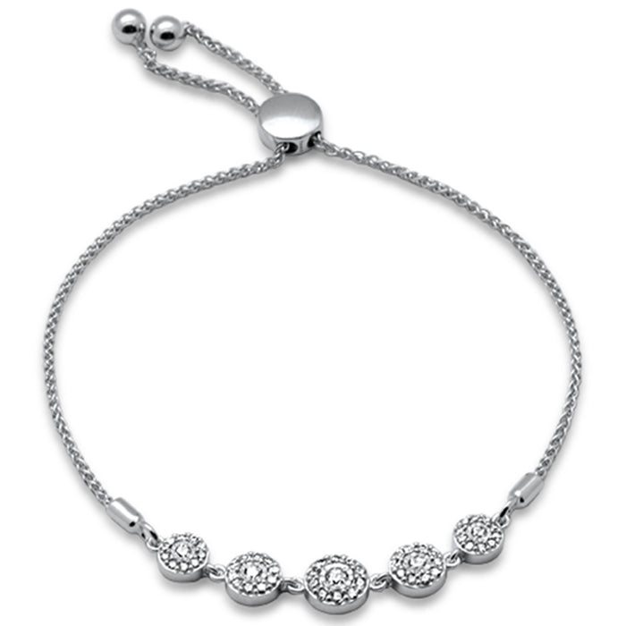 SPECIAL!.49ct G SI 14K White Gold Diamond Adjustable Bola Bracelet 7.25" Long Adjustable