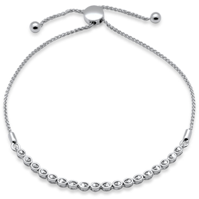 SPECIAL!.25ct G SI 14K White Gold Diamond Adjustable Bola Bracelet 7" Long Adjustable