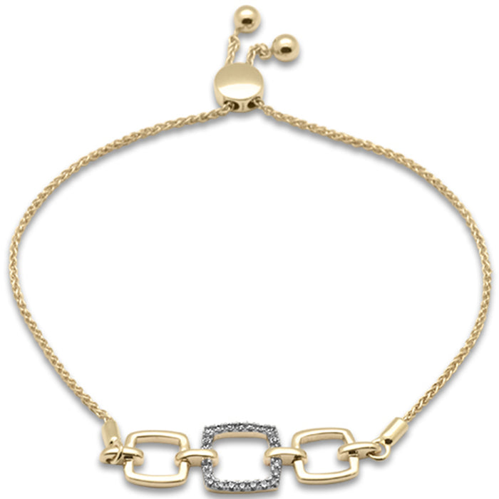 SPECIAL!.15ct G SI 14K Yellow Gold Diamond Adjustable Bola Bracelet 7.25" Long Adjustable