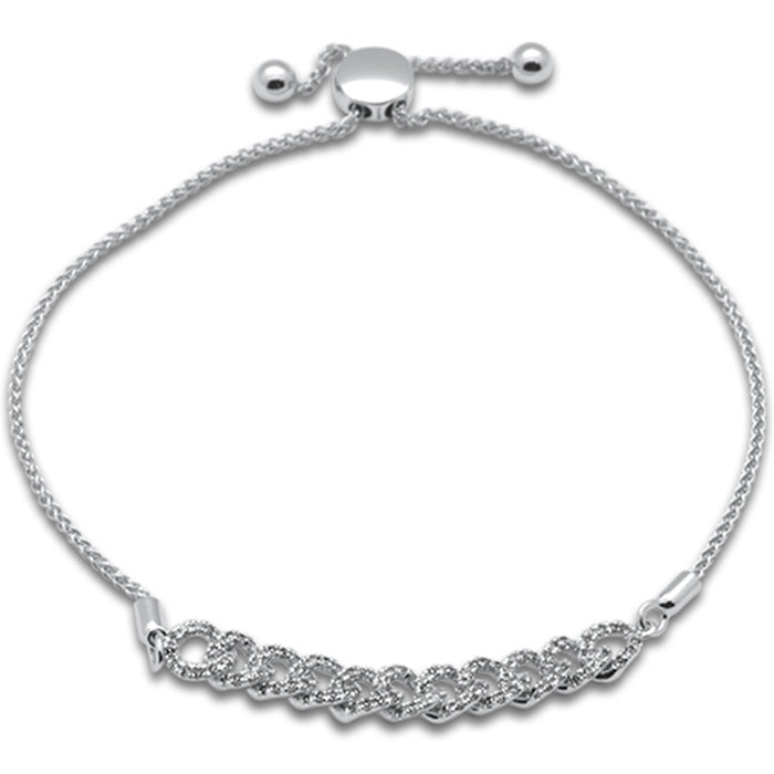 SPECIAL!.48ct G SI 14K White Gold Diamond Cuban Style Adjustable Bola Bracelet 7.25" Long Adjustable