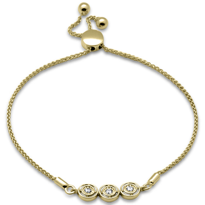 SPECIAL!.12ct G SI 14K Yellow Gold Diamond Adjustable Bola Bracelet 7.25" Long Adjustable
