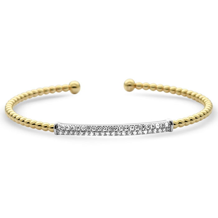 SPECIAL! .49ct G SI 14K Yellow Gold Diamond Beaded Style Open Bangle Bracelet
