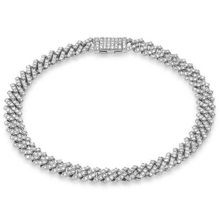 SPECIAL!5mm 1.85ct G SI 14K White Gold Diamond Micro Pave Cuban Square Link Bracelet 8"