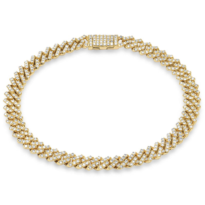 SPECIAL!5mm 1.64ct G SI 14K Yellow Gold Diamond Micro Pave Cuban Square Link Bracelet 7"