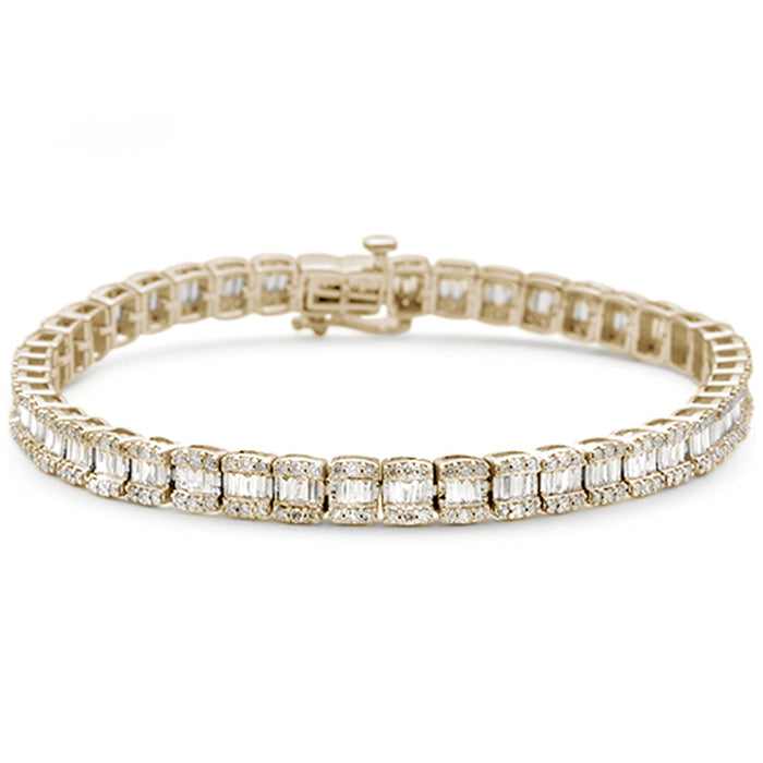SPECIAL!1.88ct G SI 14K Yellow Gold Round & Baguette Diamond Bracelet 7" Long