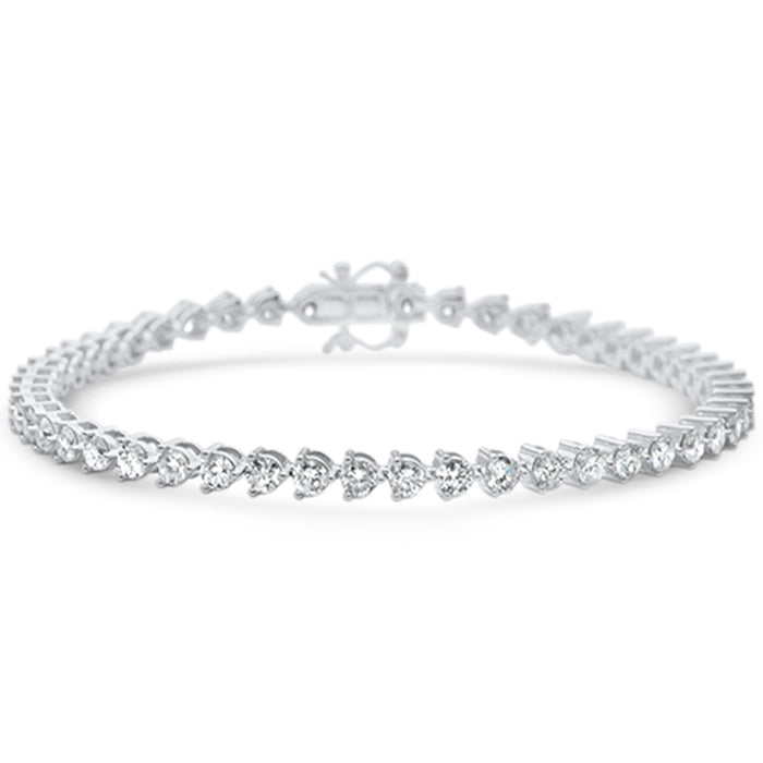 SPECIAL! 4.18ct G SI 14K White Gold Diamond 3-Prong Tennis Bracelet 7" Long