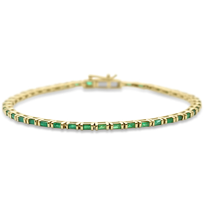 SPECIAL! 1.95ct G SI 14K Yellow Gold Emerald Gemstones Bracelet 7" Long
