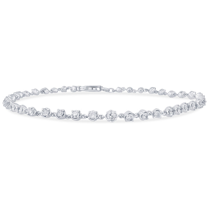 SPECIAL! 1.47ct G SI 14K White Gold Diamond Link Bracelet 7.5" Long