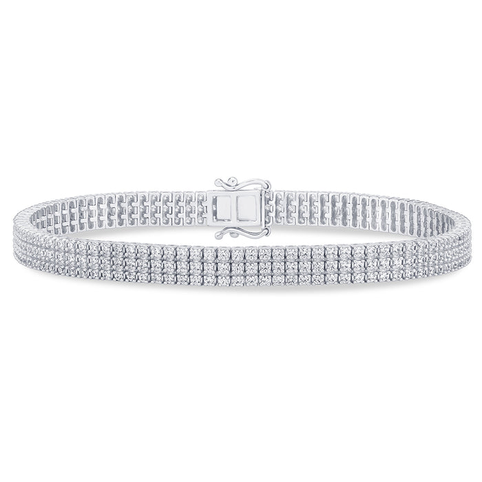 SPECIAL! 3.12ct G SI 14K White Gold Diamond 3-Layered Bracelet 7" Long