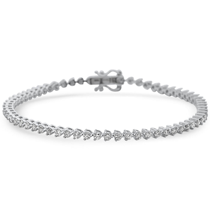 SPECIAL! 2.02ct G SI 14K White Gold Diamond 3-Prong Tennis Bracelet 7" Long
