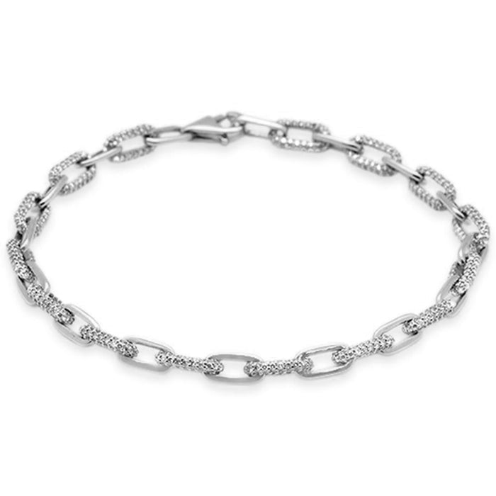 SPECIAL!1.96ct G SI 14K White Gold Diamond Paperclip Style Bracelet 8" Long