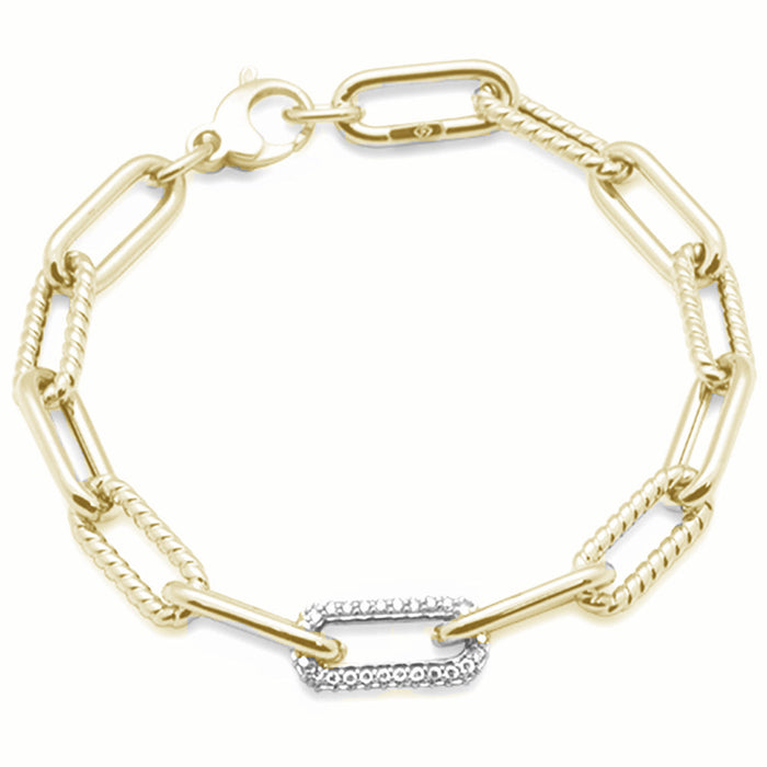 SPECIAL!.55ct G SI 14K Yellow Gold Diamond Paper Clip Bracelet 7" Long
