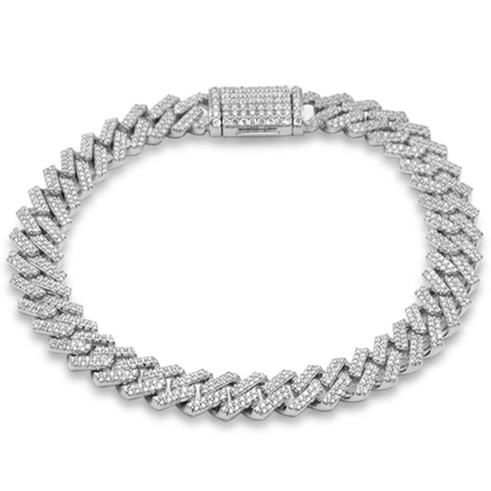 SPECIAL! 7MM 2.00ct G SI 14K White Gold Diamond Micro Pave Cuban Square Link Bracelet 8"