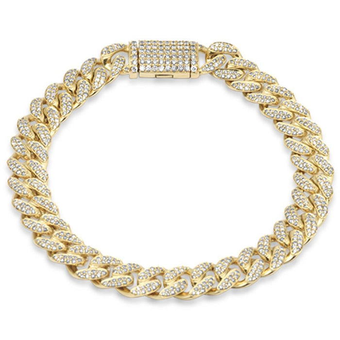 SPECIAL!9MM 2.57ct G SI 14K Yellow Gold Diamond Round Cuban Bracelet 8"