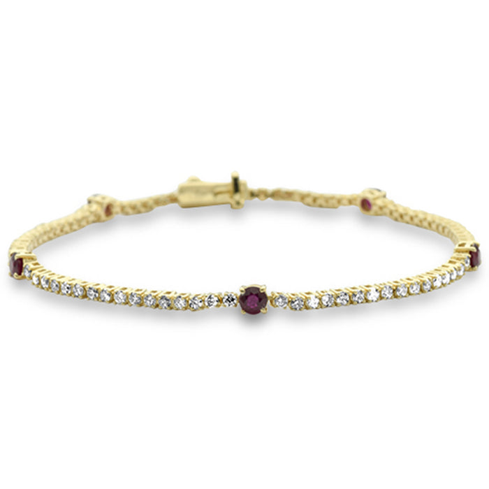 SPECIAL! 2.39ct G SI 14K Yellow Gold Diamond & Ruby Gemstone Bracelet 7" Long