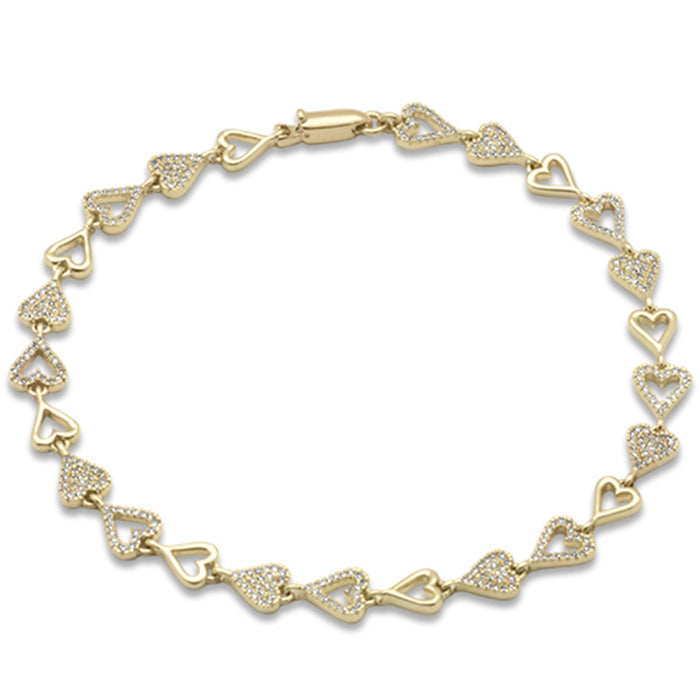 SPECIAL!.55ct G SI 14K Yellow Gold Round Diamond Heart Shape Bracelet 7" Long