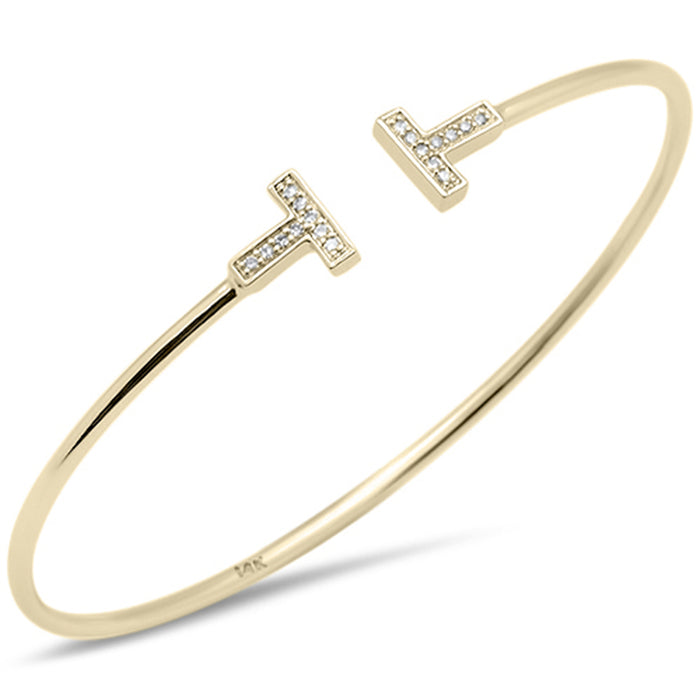 SPECIAL! .09ct G SI 14K Yellow Gold Diamond Open T Bangle Bracelet