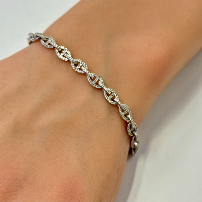 SPECIAL! .98ct G SI 14K White Gold Diamond Link Bracelet 7" Long