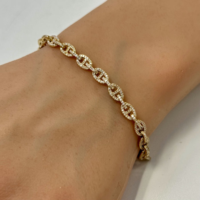 SPECIAL! 1.17ct G SI 14K Yellow Gold Diamond Link Bracelet 8.5" Long