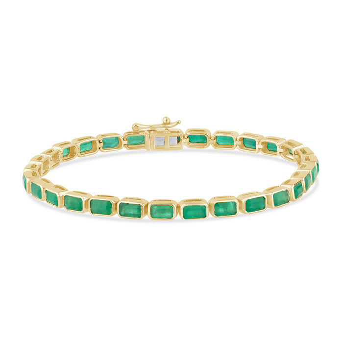 SPECIAL! 7.48ct G SI 14K Yellow Gold Natural Emerald Bracelet 7" Long