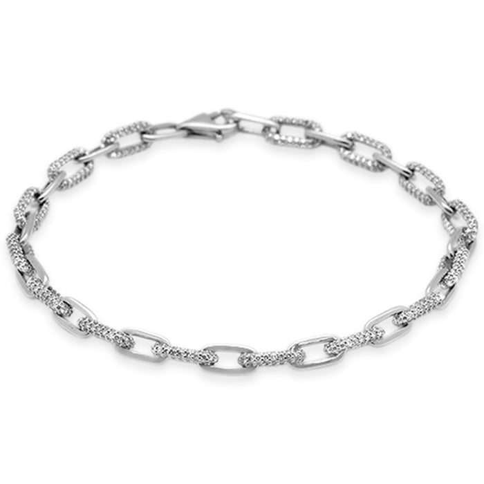 SPECIAL! 1.57ct G SI 14K White Gold Diamond Paperclip Style Bracelet 7" Long