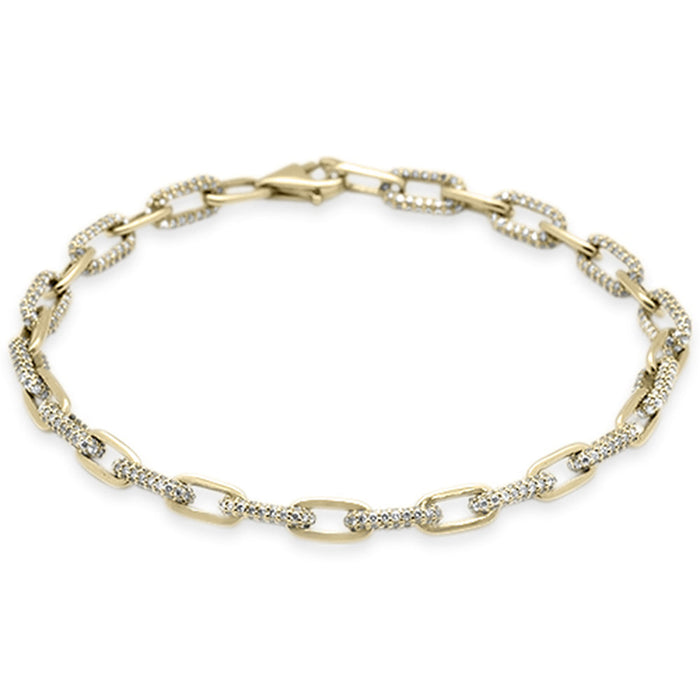 SPECIAL! 1.43ct G SI 14K Yellow Gold Diamond Paperclip Style Bracelet 7" Long